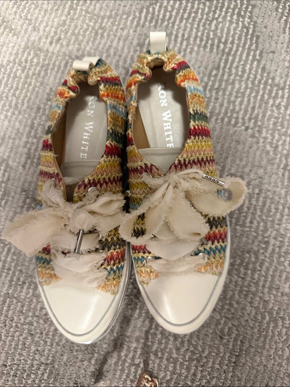 Ron White Multicolor Knit Lace-Up leather Flats with Cream Accents size 36/6